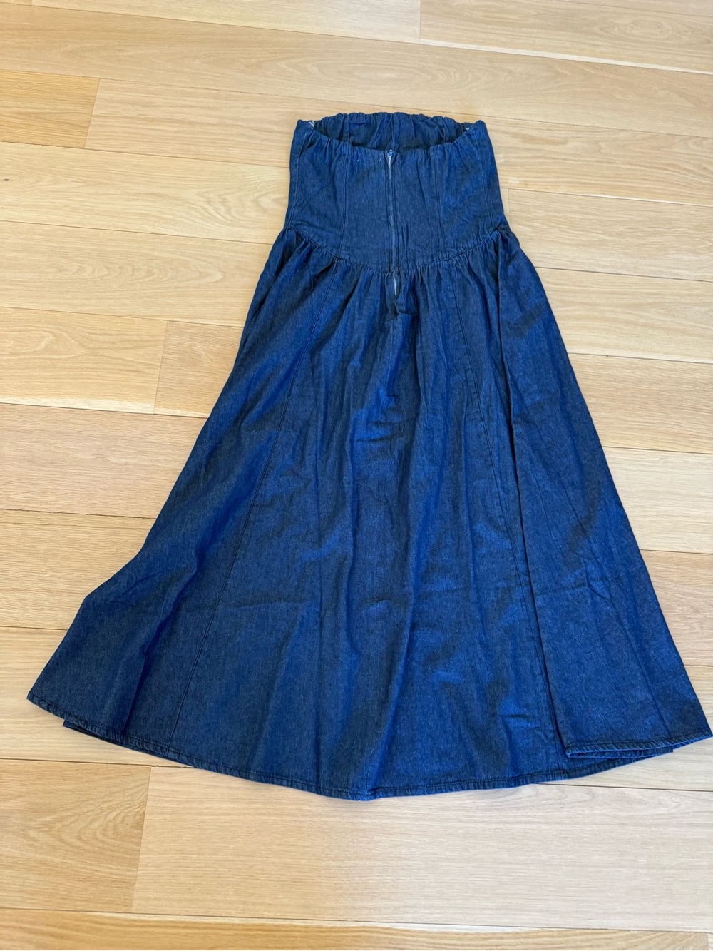 Active USA Strapless Denim Maxi Dress in Blue - Picture 7 of 8
